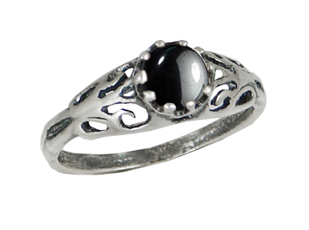 Sterling Silver Filigree Ring With Hematite Size 3 Sterling Silver Filigree Ring With Hematite Size 3